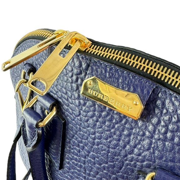 BURBERRY Royal Blue Orchard Bowling Grained Leather Satchel Shoulder Bag - Picture 6 of 16